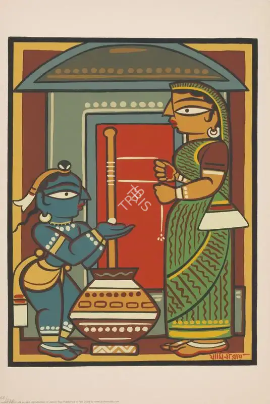 Roy, Jamini (Artist). Untitled (Bal Krishna and Yasoda), n.d. | Graphic Art