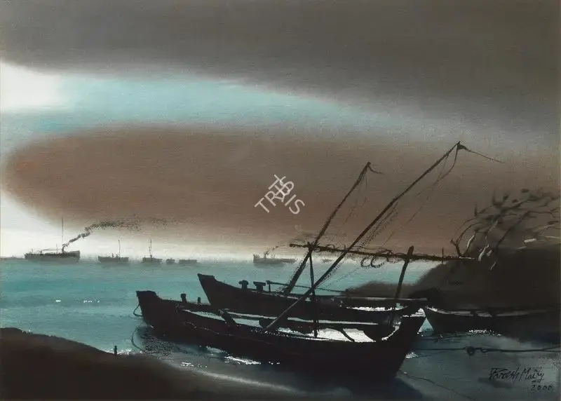 Maity, Paresh (Artist). Untitled (Boats), 2000 | Painting