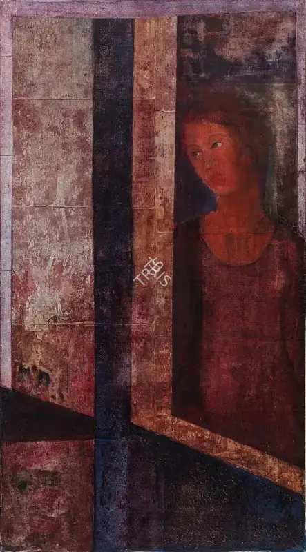 Bakre, S.K. (Artist). Untitled (Woman at the Window). Oil on canvas, 1968 | Painting | EconomicsArt | 00870404
