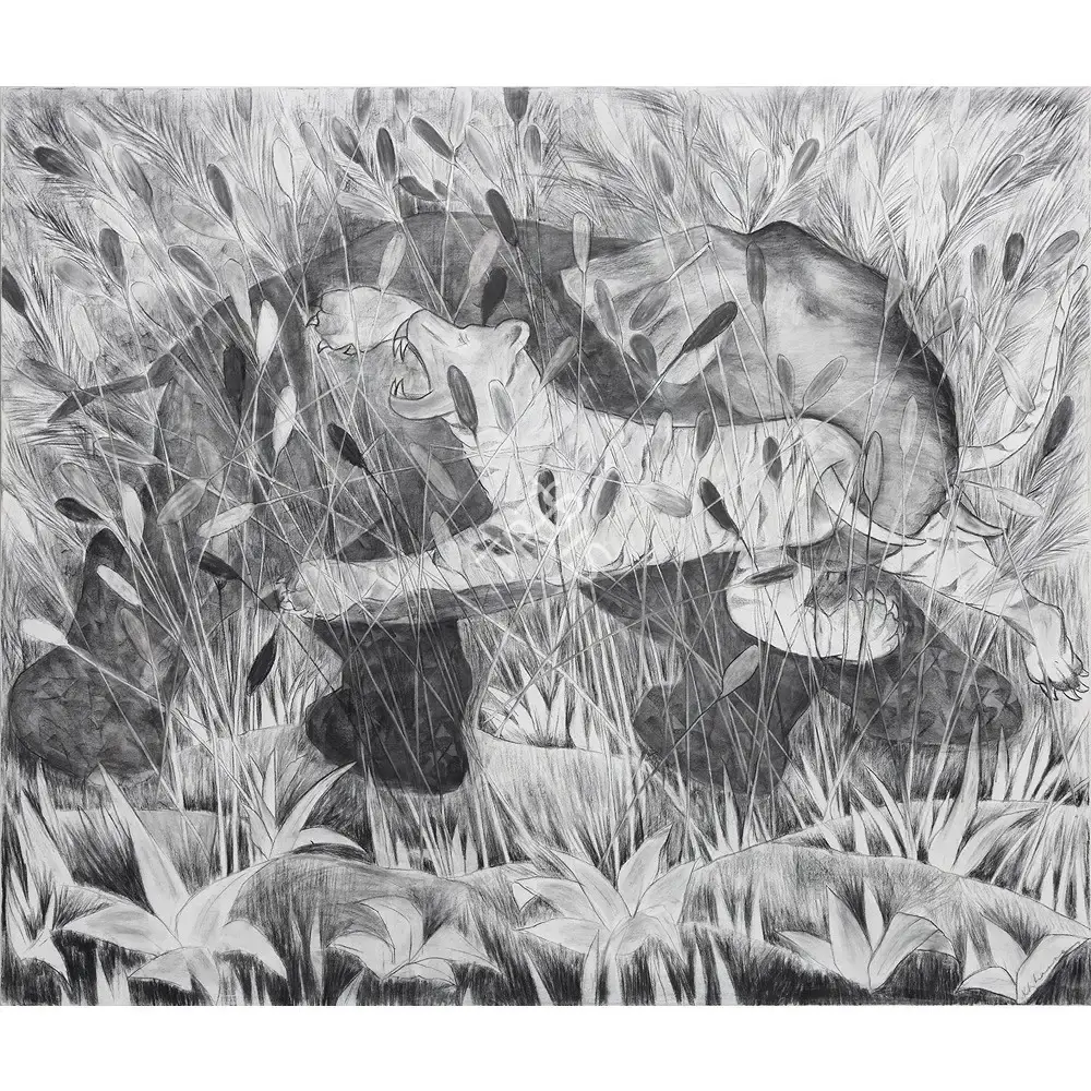 Khanna, Krishen (Artist). Combat in a Forest, n.d. | Painting