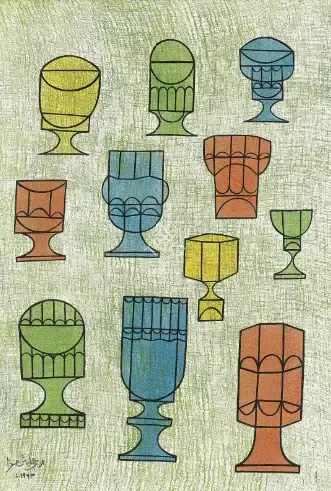 Shemza, Anwar Jalal (Artist). Goblets II, 1963 | Drawing
