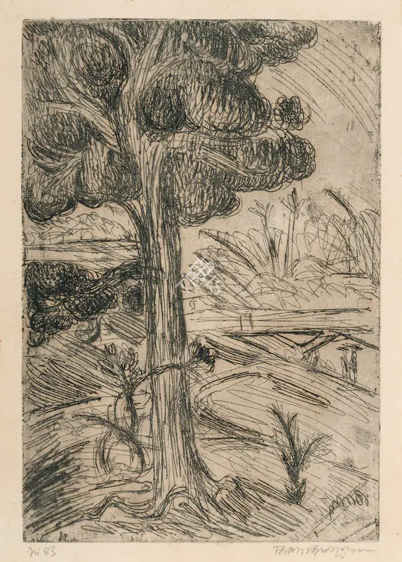 Mukherjee, B.B. (Artist). Untitled. Etching, circa 1936-38 | Graphic Art | EconomicsArt | 00871114