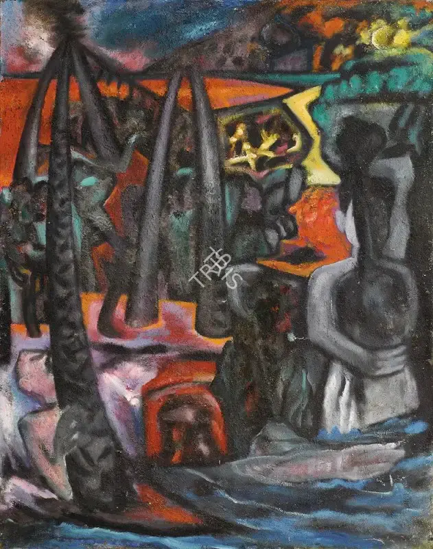 Nair, Surendran (Artist). Visarjan. Oil and sand on canvas, 1990 | Painting | FineArts | 00575216
