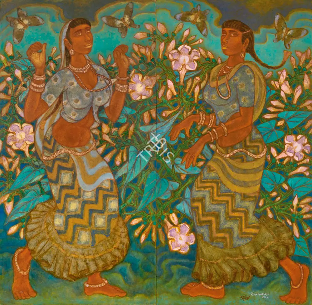 Ramachandran, A. (Artist). Dancing Girls (Dance Of Monsoon), 2003 | Painting