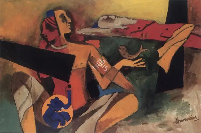 Husain, M.F. (Artist). Birth of Buddha, 1992 | Painting