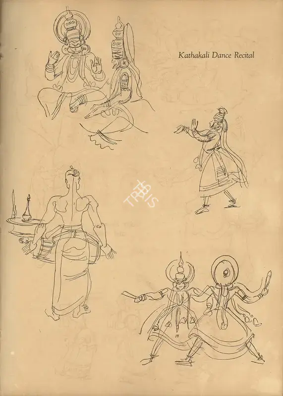 Chavda, Shiavax (Artist). Kathakali Dance Recital. n.d. | Marg, July 1951 | Drawing | FineArts | 00673870