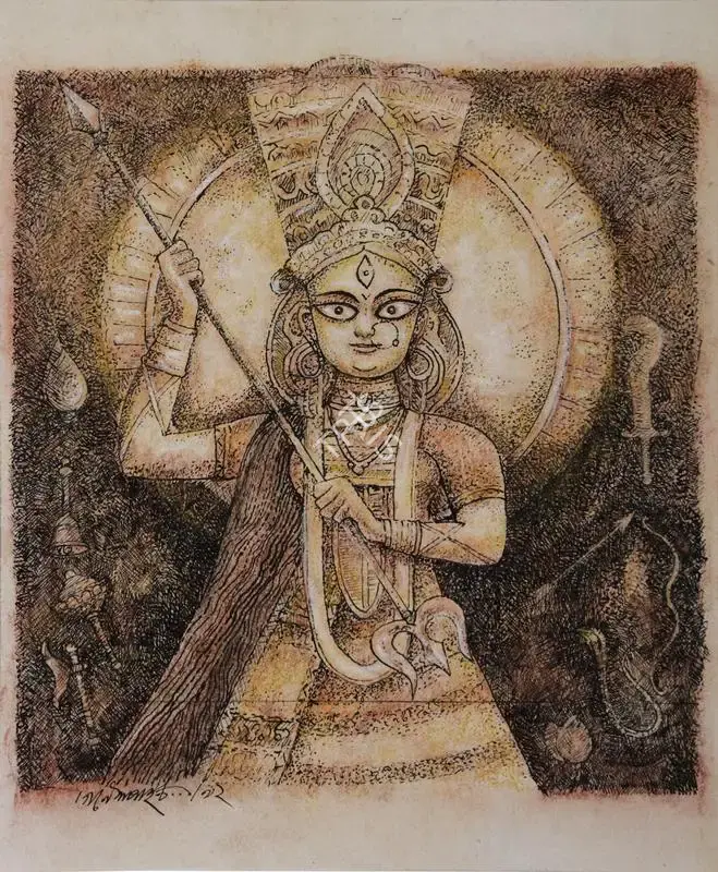 Pyne, Ganesh (Artist). Untitled (Durga), 1992 | Painting