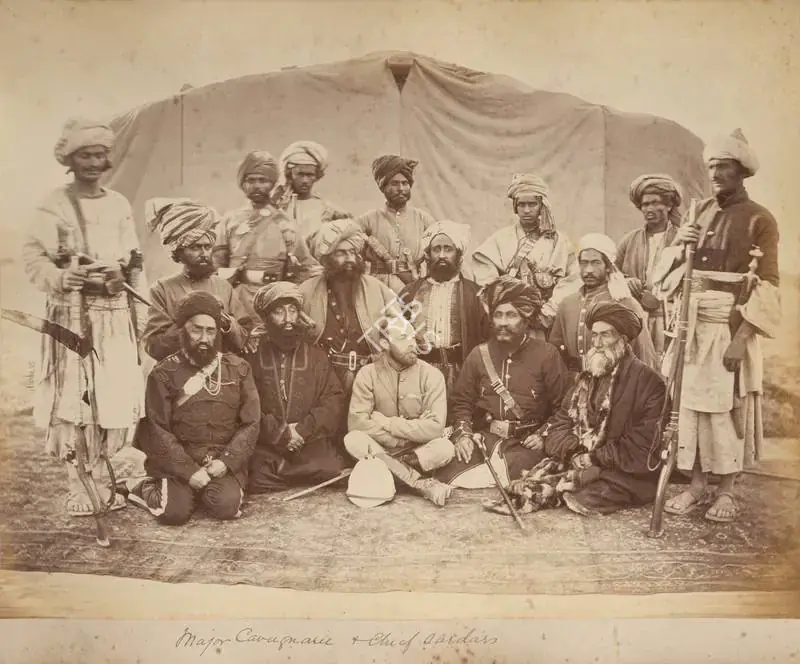Burke, John (Photographer). Major Cavagnarie and Chief sardars. Albumen print pasted on mount, 1878 | Antiquarian Photograph | Photography | 00115089