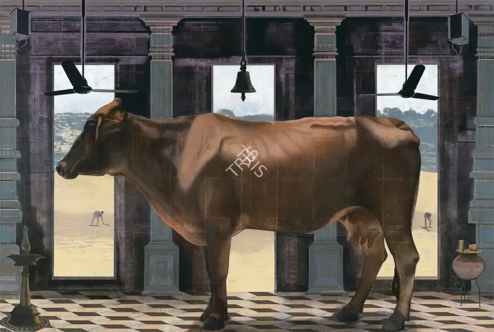 Sharma, Nataraj (Artist). Temple Interior. Oil on canvas, 2020 | Painting | FineArts | 00352324