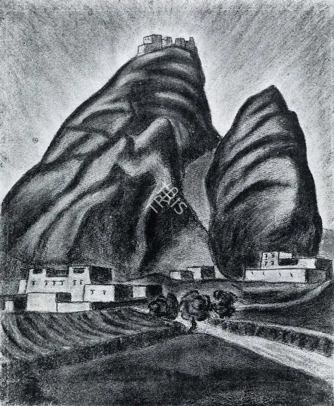 Govinda, Lama Anagarika (Artist). Rock-Monastery and Village, n.d. | Painting