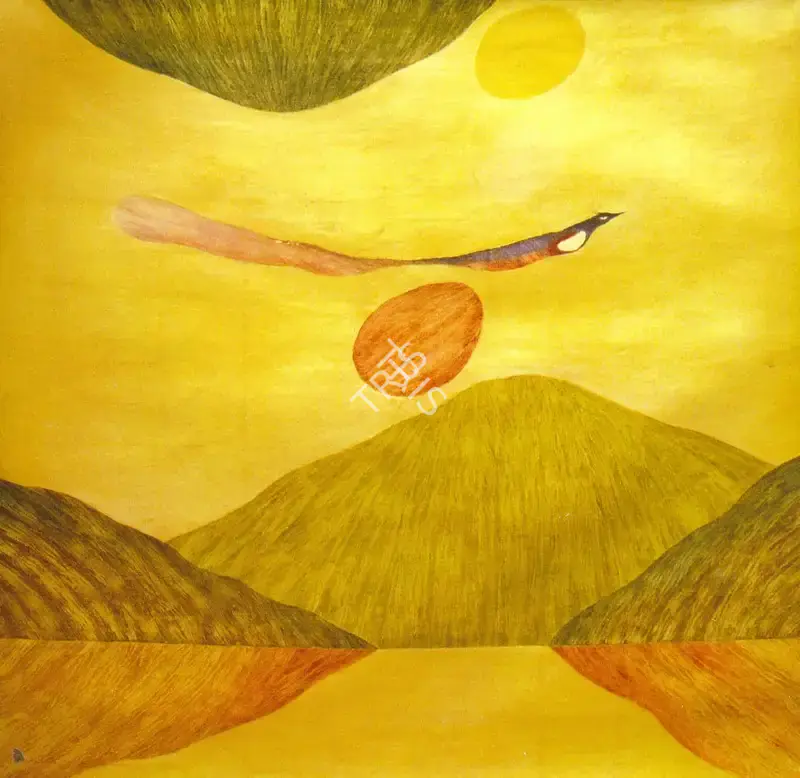 Swaminathan, J. (Artist). Bird And Mountain. Oil on canvas, n.d. | Painting | FineArts | 00574847