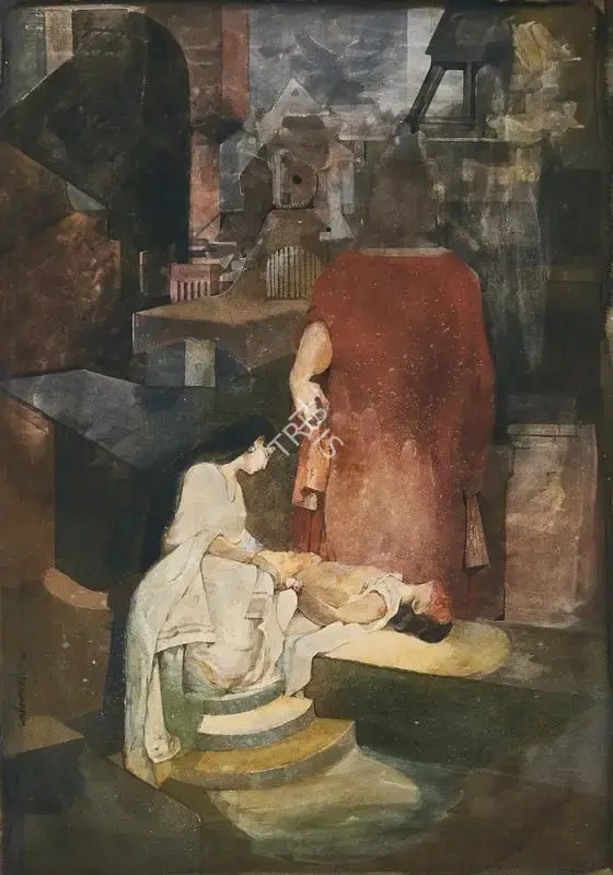 Pyne, Ganesh (Artist). Raktakarabi. Watercolour on paper, 1957 | Painting | FineArts | 00338255