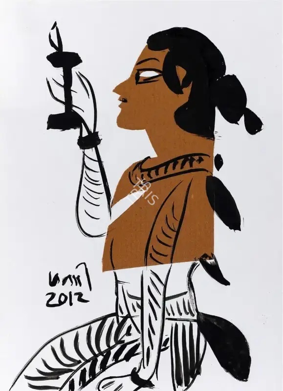 Subramanyan, K.G. (Artist). Untitled (Lady with Lamp), 2012 | Collage