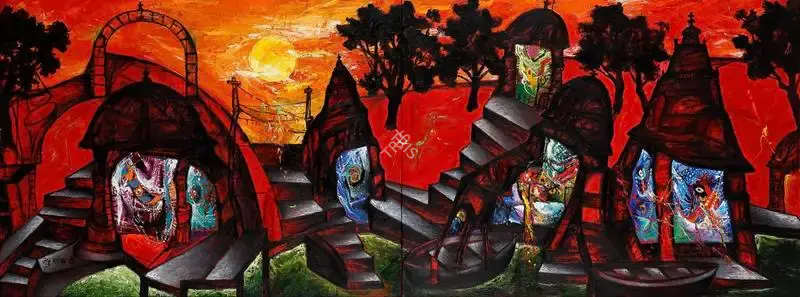 Parekh, Manu (Artist). Evening at Banares, 2015 | Painting