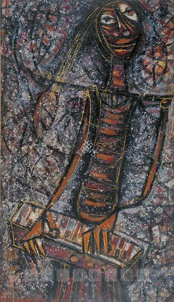 Sen, Sunil Madhav (Artist). Musician. Mixed media on paper, 1960 | Painting | FineArts | 00600810