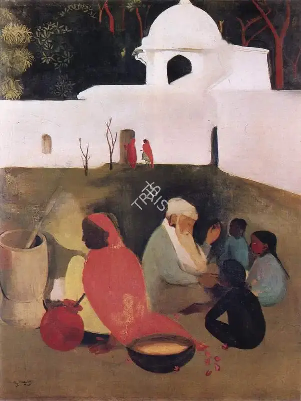 Sher-Gil, Amrita (Artist). The Ancient Story-Teller. Oil on canvas, June-1940 | Marg, September 1982 | Painting | FineArts | 00674607