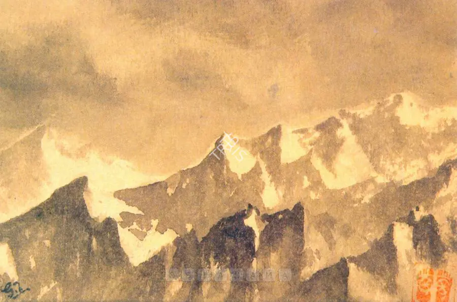 Tagore, Gaganendranath (Artist). Mountain Crags. Grey wash on paper, n.d. | Painting | FineArts | 00374306