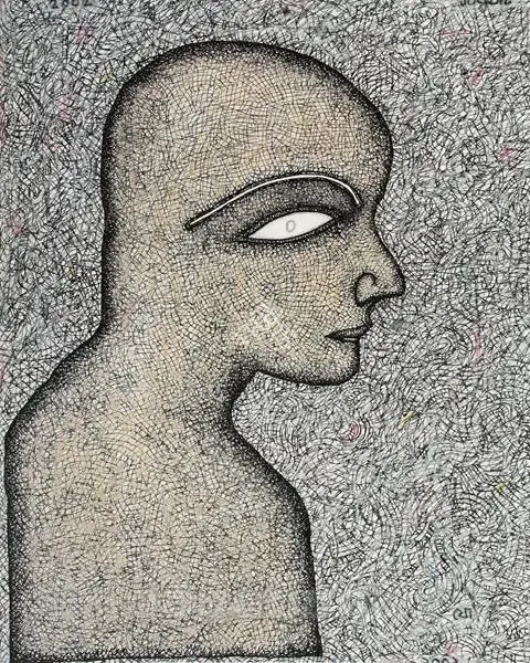 Chowdhury, Jogen (Artist). Face Of A Young Man, 2002 | Drawing