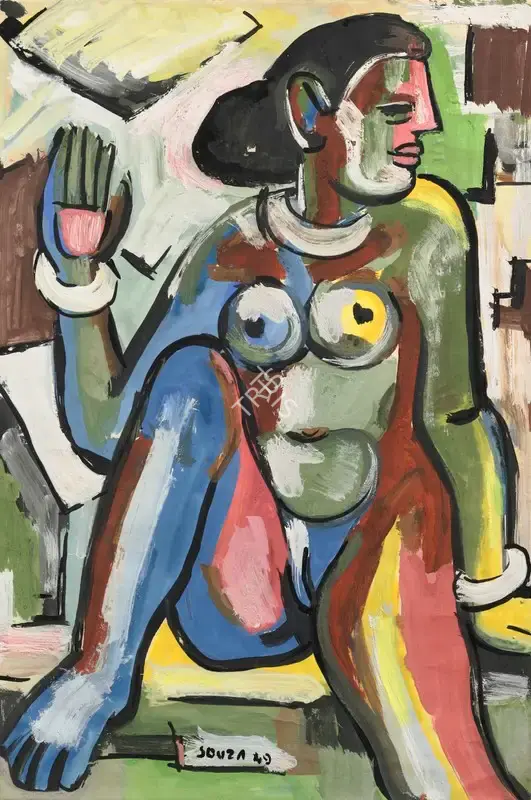 Souza, F.N. (Artist). Untitled (Seated Nude), 1949 | Painting