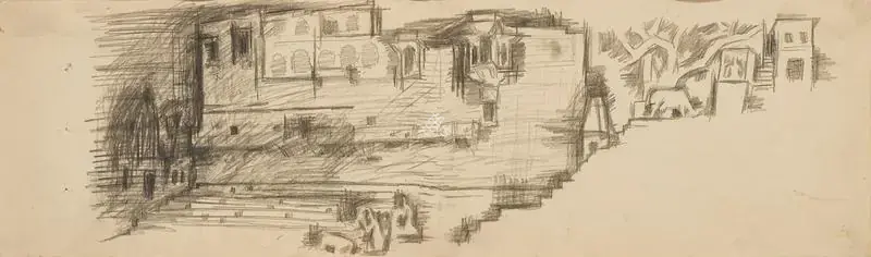 Husain, M.F. (Artist). Benaras. Pencil on paper, 1960s | Drawing | FineArts | 00547107