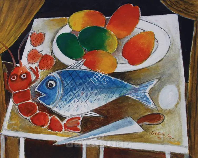 Sen, Paritosh (Artist). Fish Still Life, n.d. | Painting