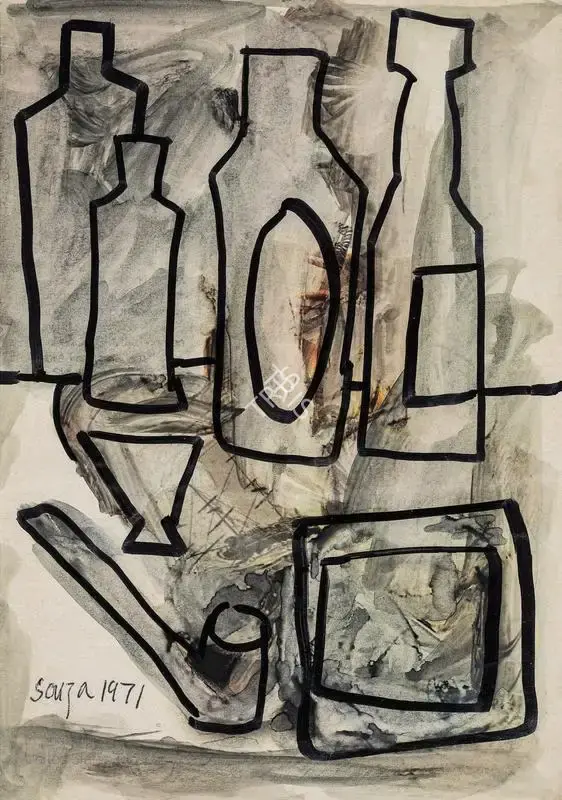Souza, F.N. (Artist). Untitled. Chemical alterations on paper, 1971 | Drawing | FineArts | 00342707