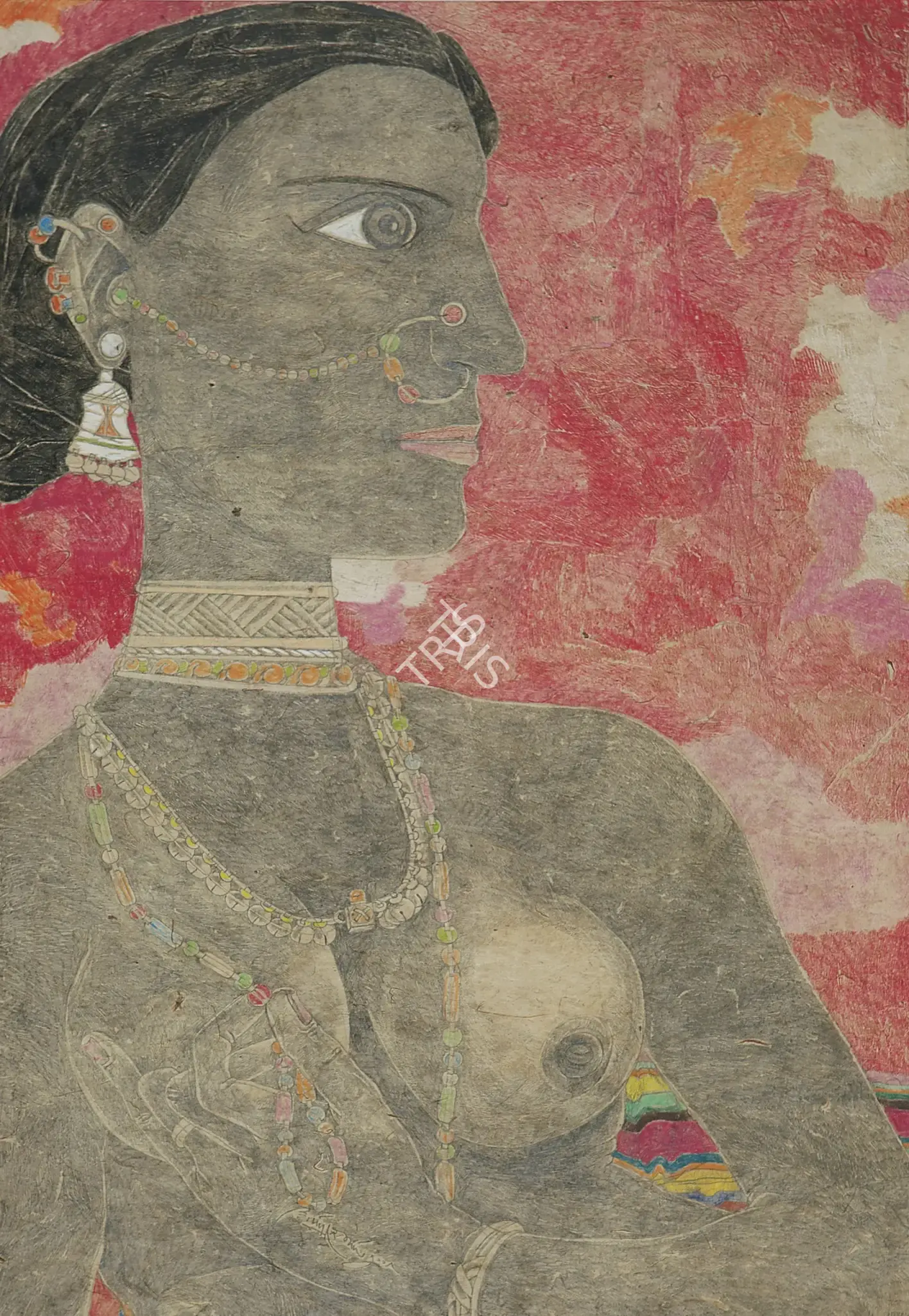 Goud, K. Laxma (Artist). Untitled (Jewelled Woman), n.d. | Painting