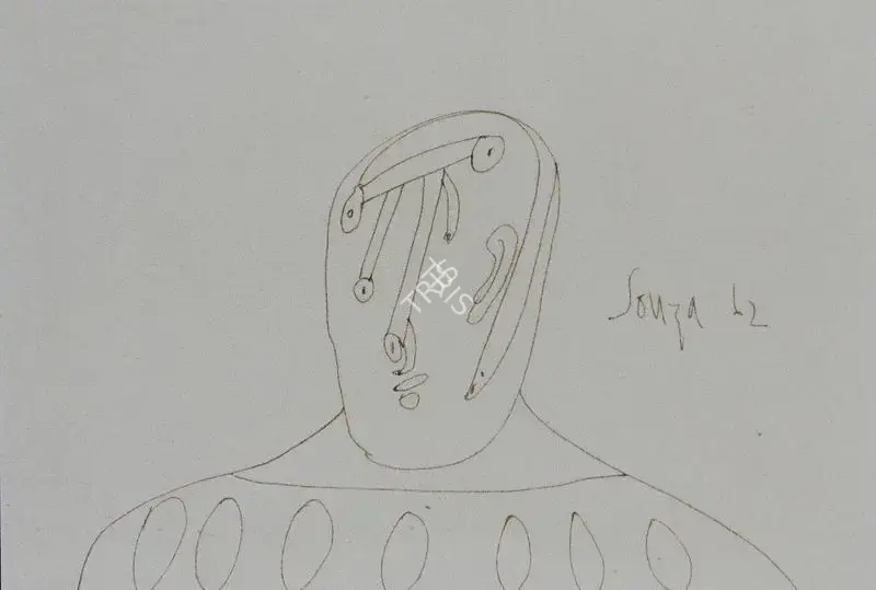 Souza, F.N. (Artist). Untitled (Head), 1962 | Drawing