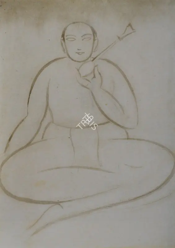 Roy, Jamini (Artist). Seated Man with hookah, n.d. | Painting