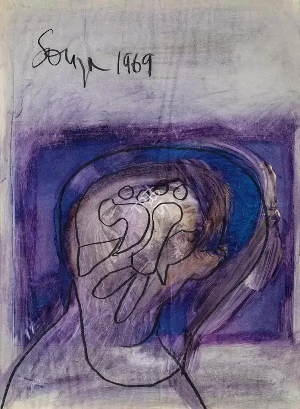 Souza, F.N. (Artist). Untitled. Chemical alterations on paper, 1969 | Painting | FineArts | 00342779