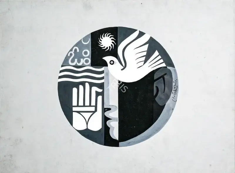 Goud, K. Laxma (Artist). Untitled (Symbols of Peace), n.d. | Painting