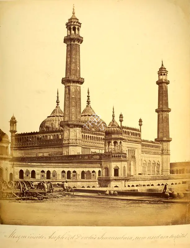 Beato, Felice (Photographer). Mosque inside Asophood Dowlah's Imaumbara, now used as a Hospital, Lucknow - India after Mutiny. Albumen print pasted on thin paper, March-April 1858 | Antiquarian Photograph | Photography | 00116275