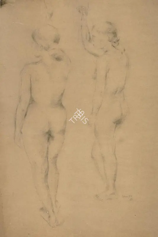 Padamsee, Akbar (Artist). Two Nudes. Pencil on paper, 1966 | Drawing | FineArts | 00642646