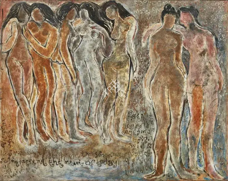 Viswanadhan, V. (Artist). Standing Nudes. Oil on board, 1960s | Painting | FineArts | 00416317