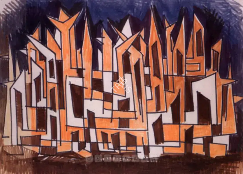 Sadequain (Artist). Untitled (Abstract Landscape), c.1960s | Drawing