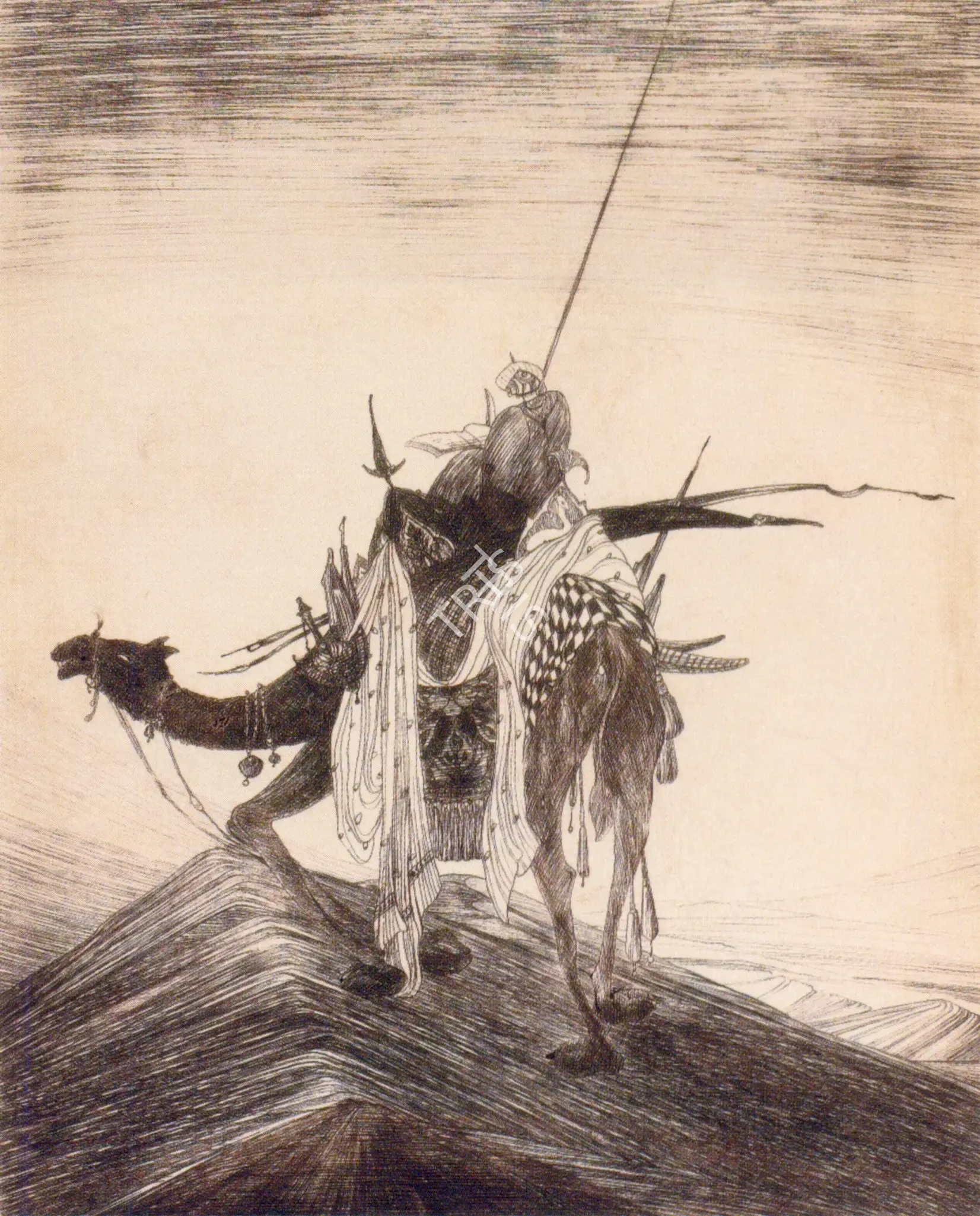 Chughtai, M.A.R. (Artist). End Of The Journey. Drypoint etching on paper, n.d. | Graphic Art | FineArts | 00899367