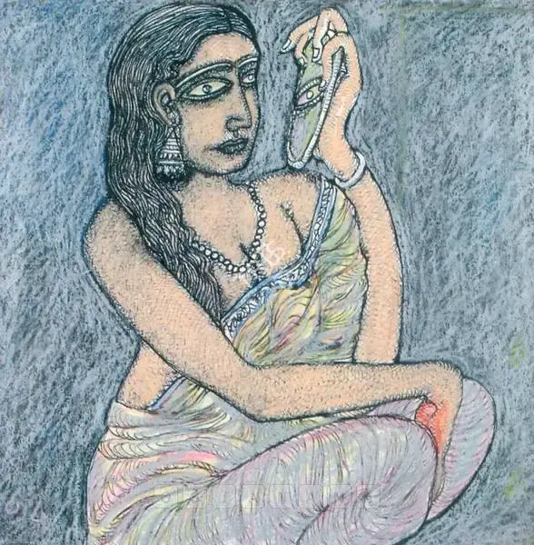 Chowdhury, Jogen (Artist). Woman With Slipper, 1994 | Painting