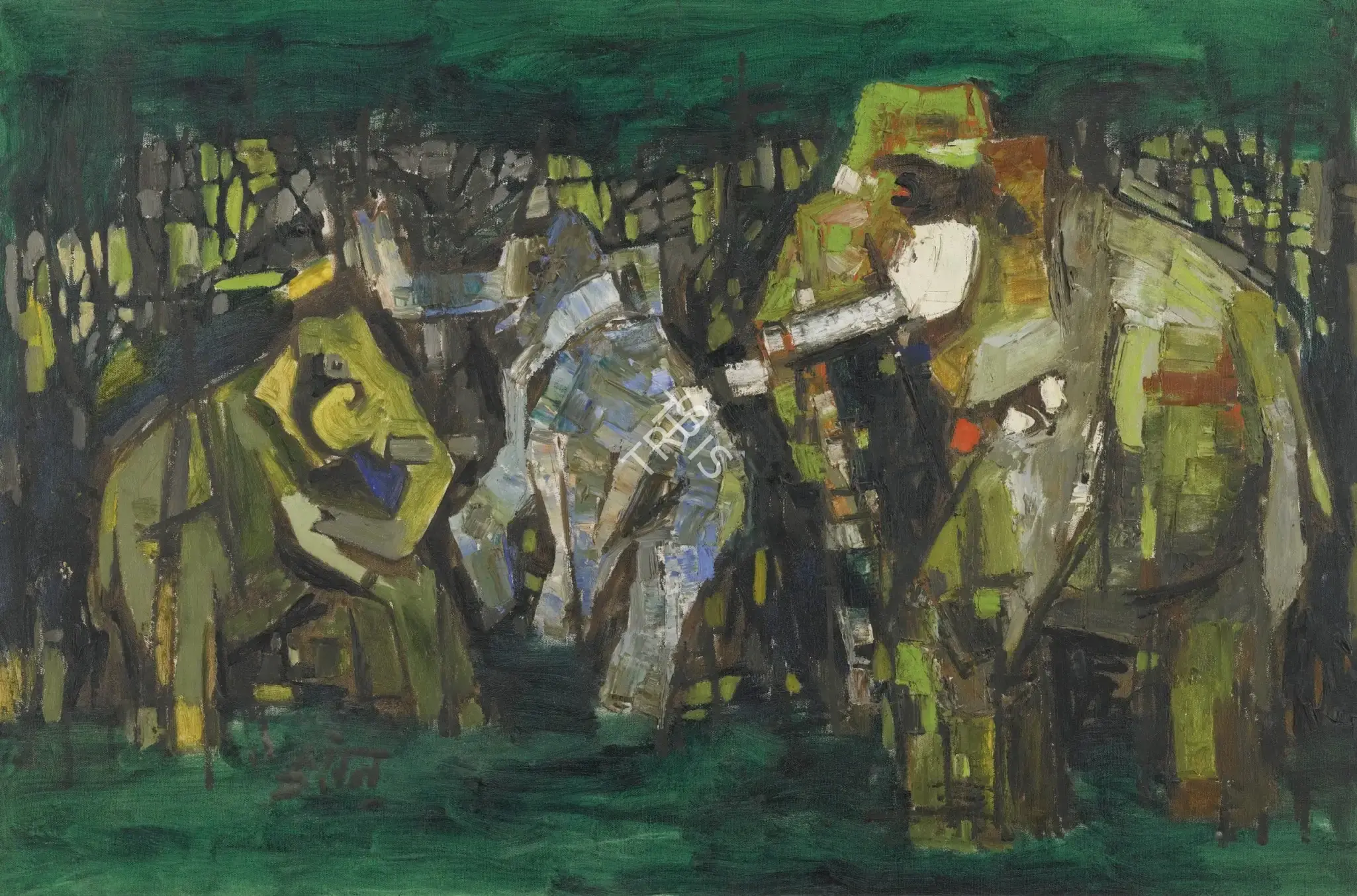 Husain, M.F. (Artist). Elephants One, 1964 | Painting