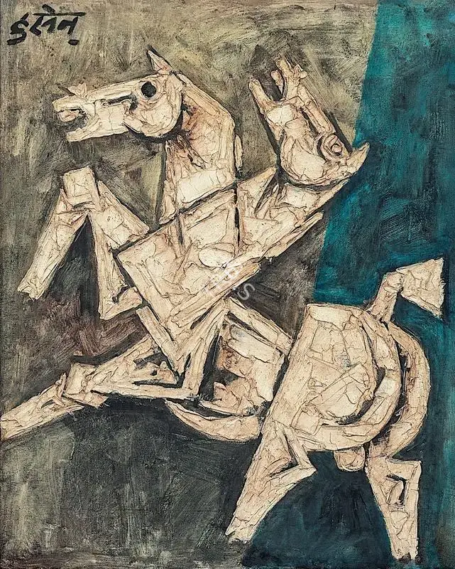 Husain, M.F. (Artist). Horses, c. early 1970s | Painting