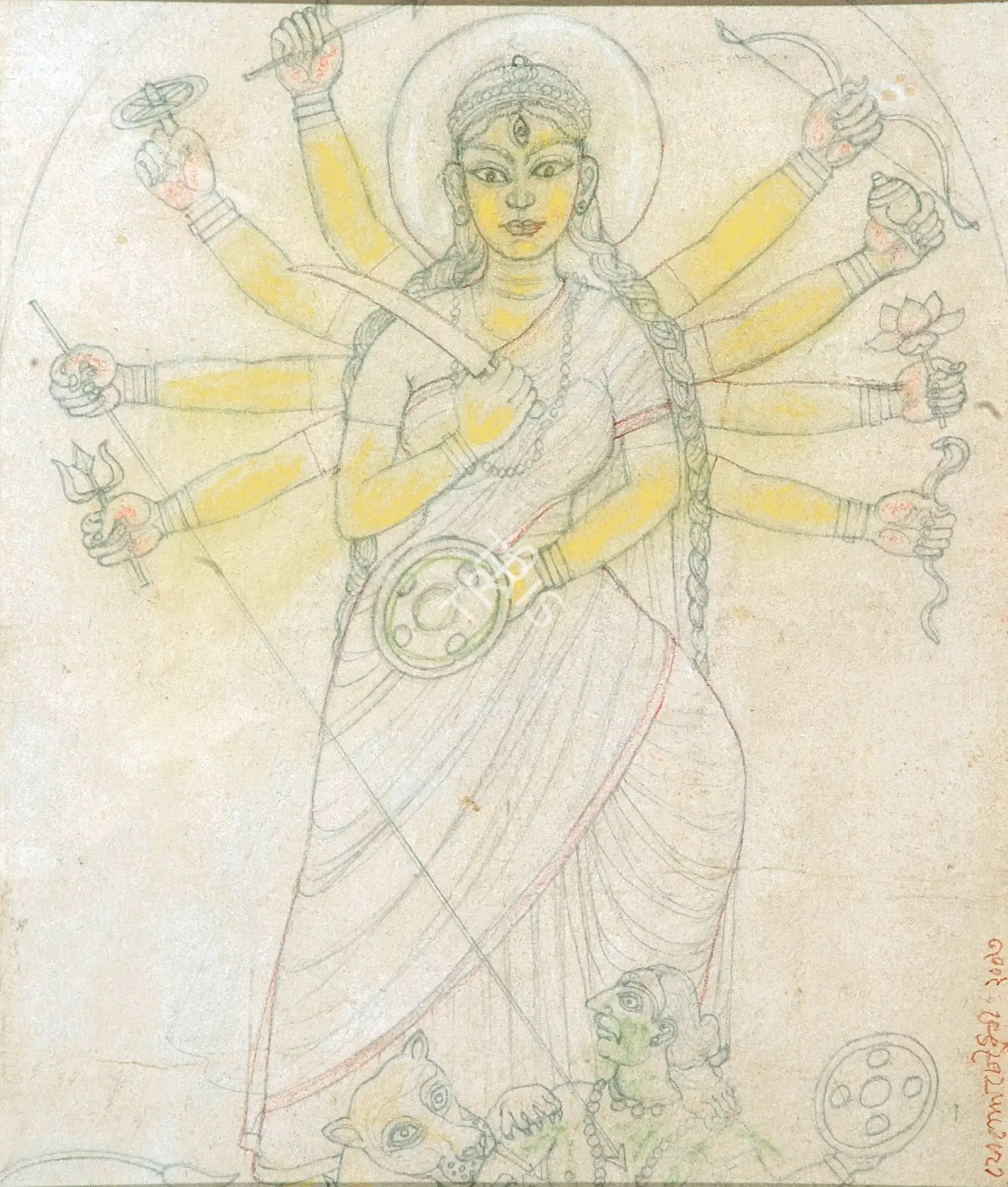 Chowdhury, Jogen (Artist). Untitled (Durga), 2003 | Drawing