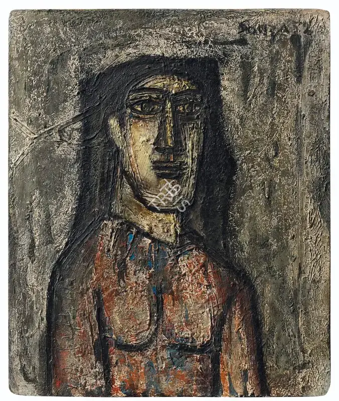 Souza, F.N. (Artist). Head of a Woman, 1952 | Painting