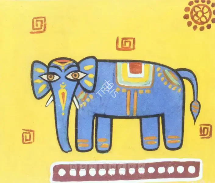 Roy, Jamini (Artist). Blue Elephant, n.d. | Painting