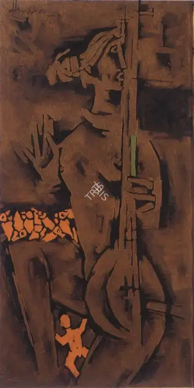 Husain, M.F. (Artist). Sitar Player, 1960 | Painting