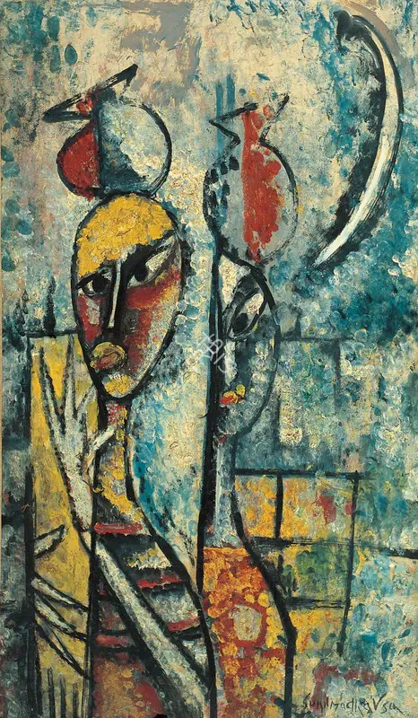 Sen, Sunil Madhav (Artist). Two Sisters, early 1950s | Painting
