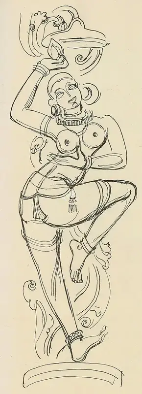 Chavda, Shiavax (Artist). A Sculpture in the Udayshwar Temple, Udaypur. n.d. | Marg, October 1950 | Drawing | FineArts | 00673854