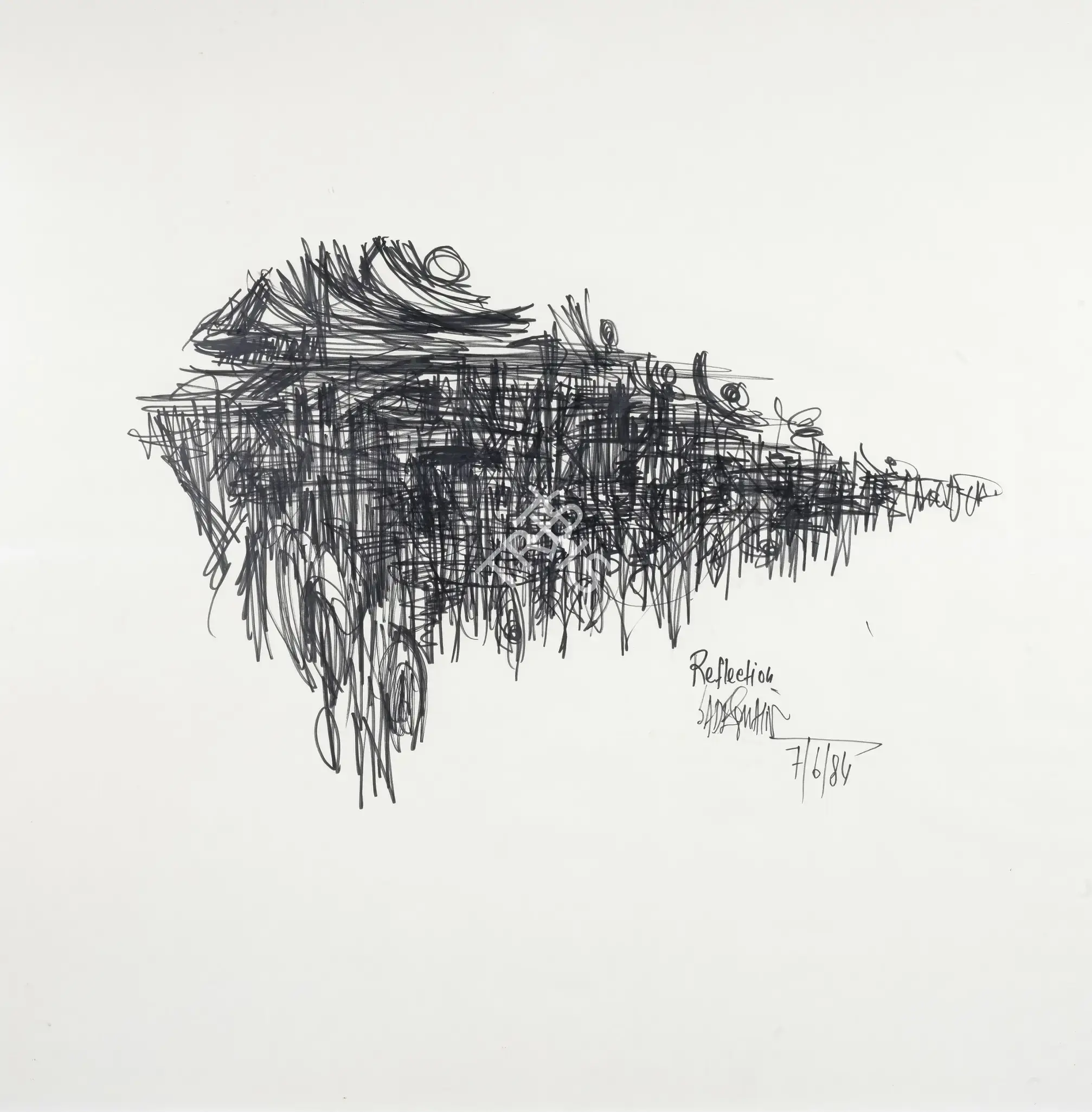 Sadequain (Artist). Reflection, 1984 | Drawing
