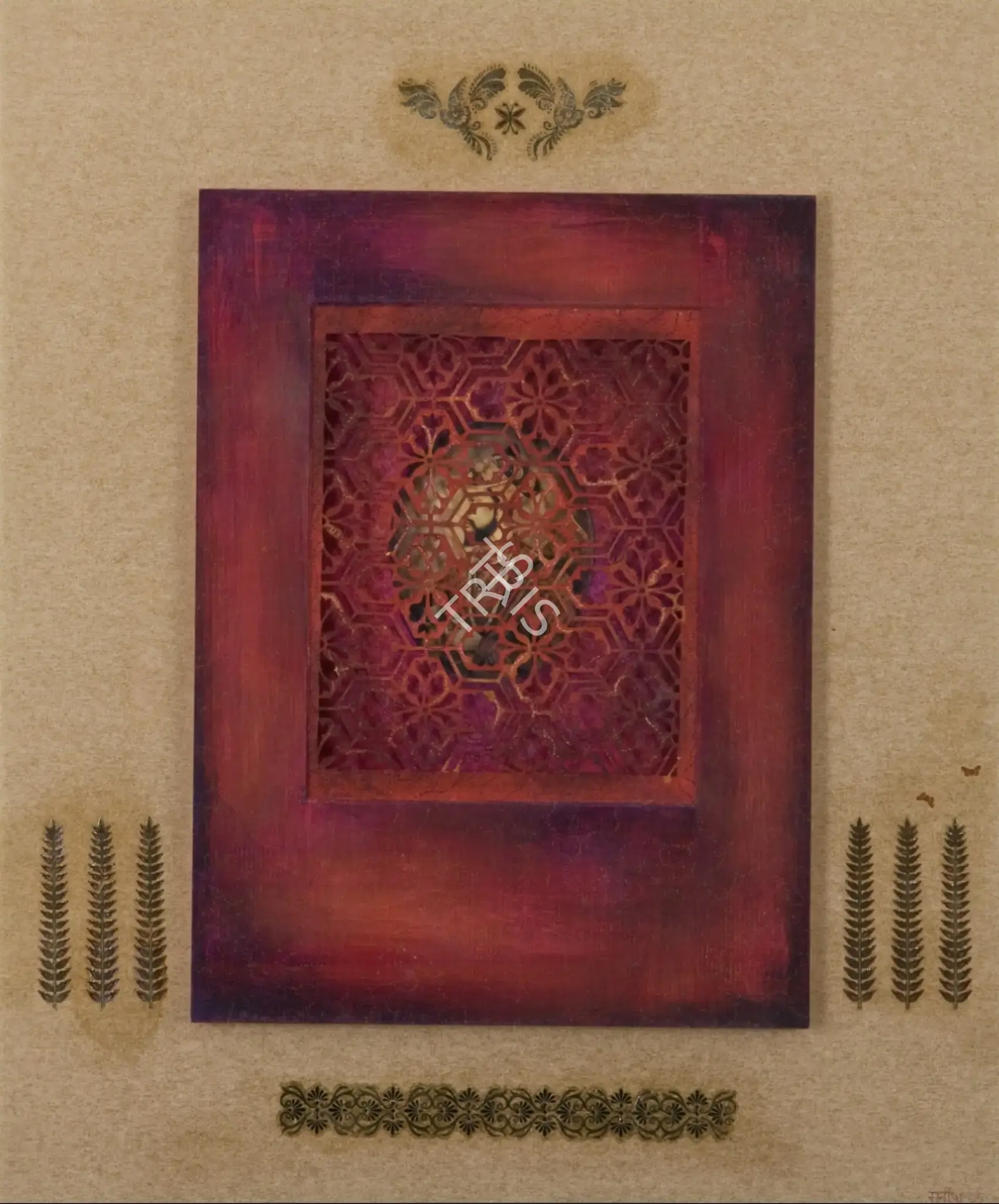 Baswani, Manisha Gera (Artist). Gulab Mahal. Gouache and jaali on shikshiki board, 2005 | Painting | FineArts | 00901113