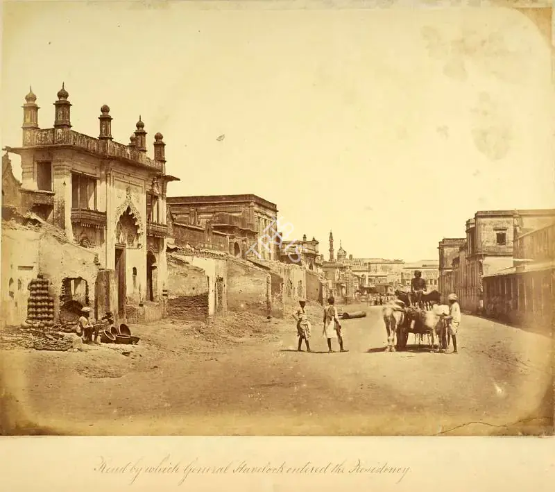 Beato, Felice (Photographer). The Road by which General Henry Havelock entered the Residency, Lucknow - India after Mutiny. Albumen print pasted on mount, March-April 1858 | Antiquarian Photograph | Photography | 00116277