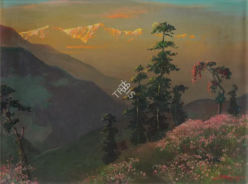 Gangooly, J.P. (Artist). Spring in the Himalayas, n.d. | Painting