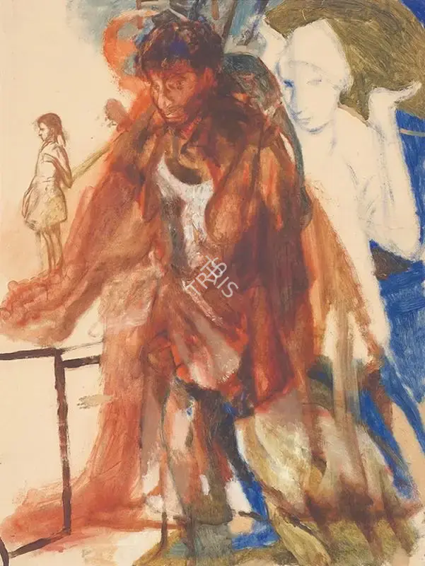 Sharma, Nataraj (Artist). Two Figure Study (Small Girl Facing Left), 1992 | Painting